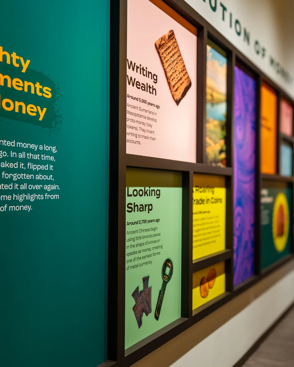 Money Timeline exhibit at Lintshiwe